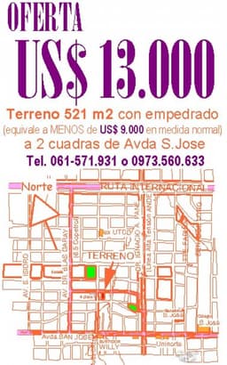 Oferta, VENDO Terreno CDE US$ 13.000-