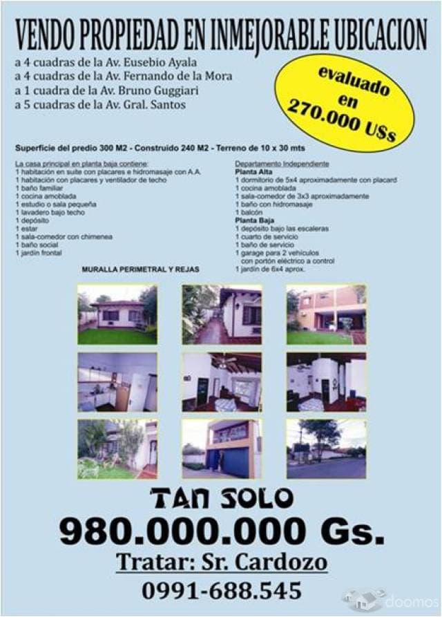 EN INMEJORABLE UBICACION VENDO CASA